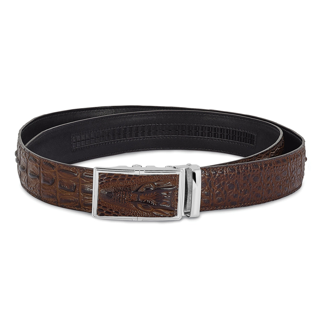 Luxury Leathers Top Grain Leather Croc Texture Large (44-46) Adjustable Brown Belt
