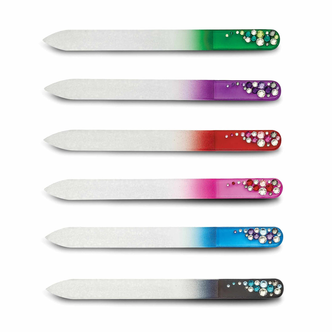 12 Multi-colored Design Long Glass Nail Files