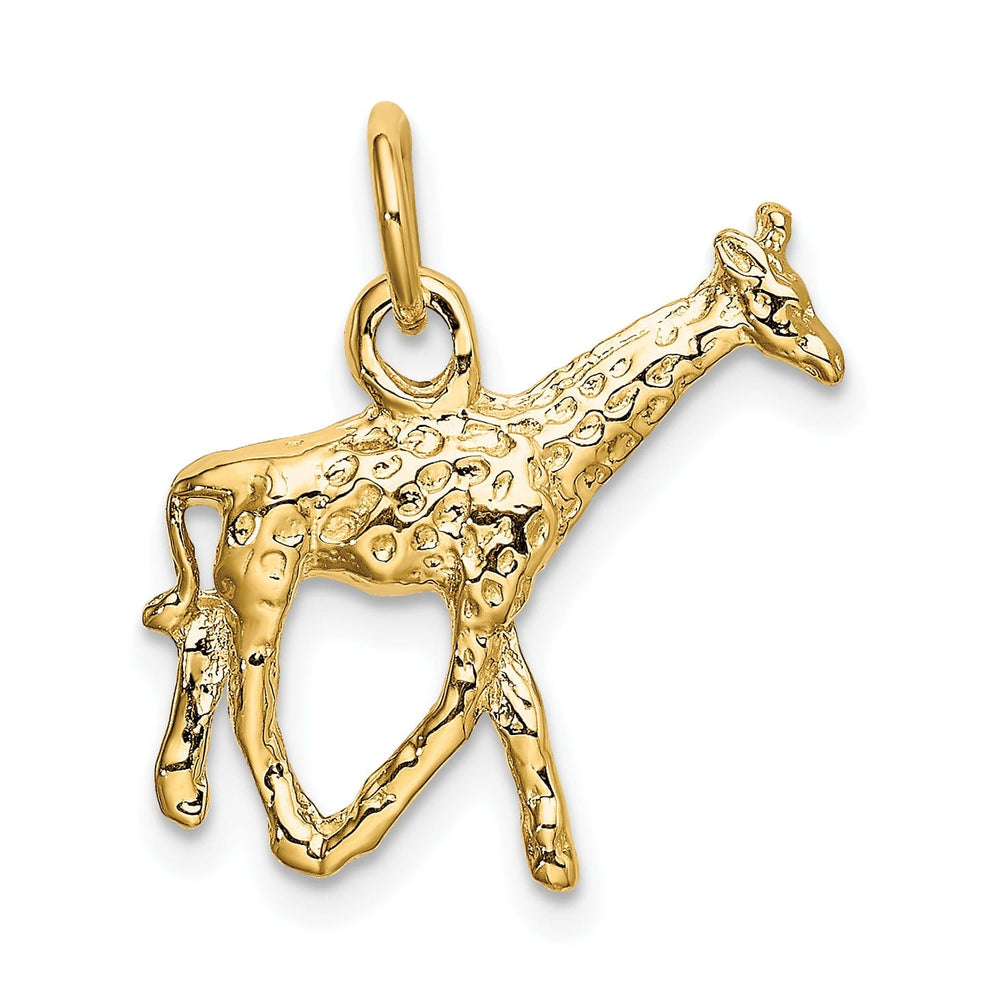 14k Yellow Gold Solid Polished Finish 3-Dimensional Giraffe Charm Pendant