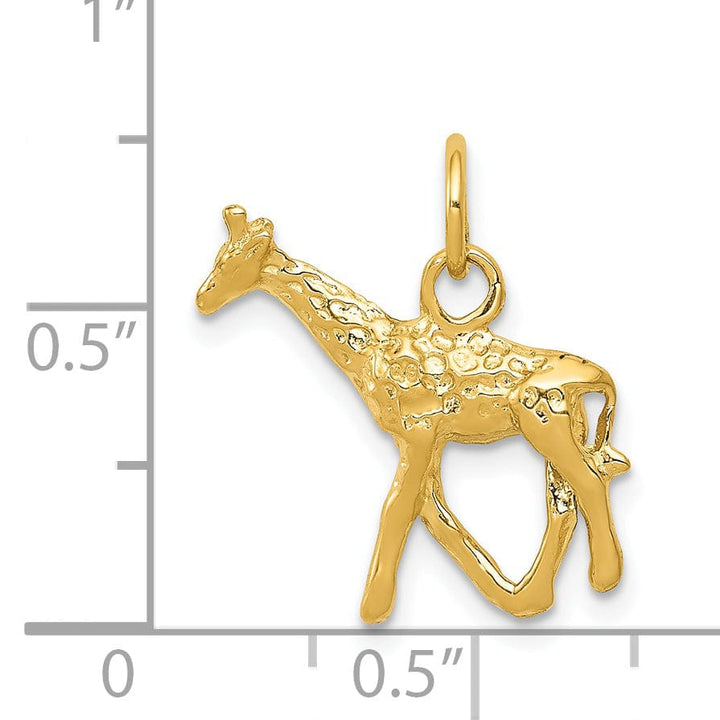 14k Yellow Gold Solid Polished Finish 3-Dimensional Giraffe Charm Pendant