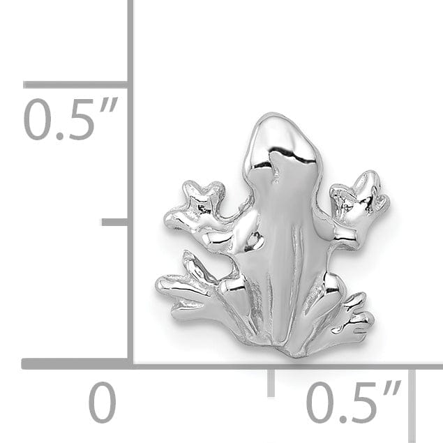 14k White Gold Solid Polished Finish 3-Dimensional Frog Charm Pendant