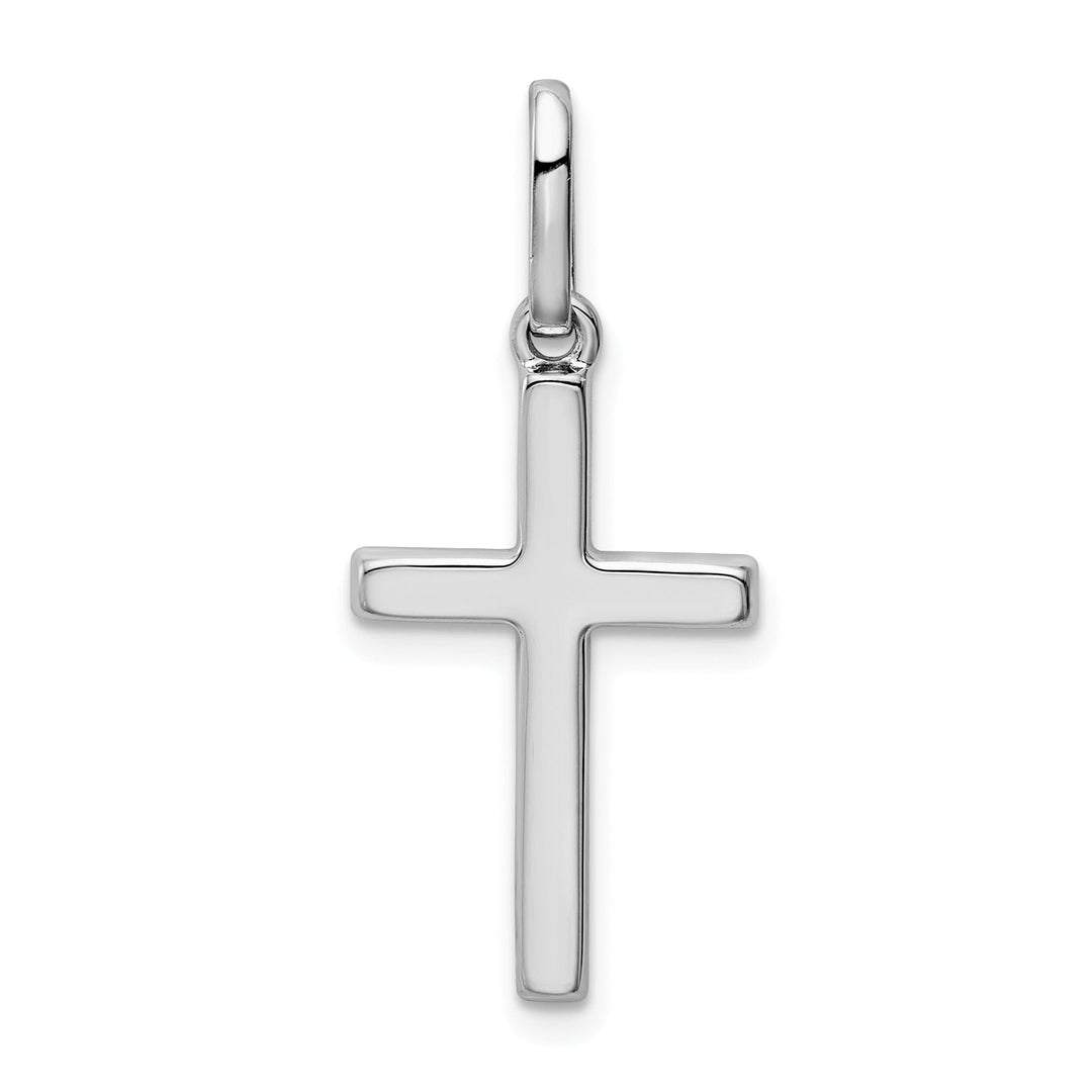 14k White Gold Hollow Cross Pendant