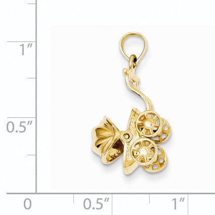 14k Yellow Gold Moveable Baby Carriage Pendant