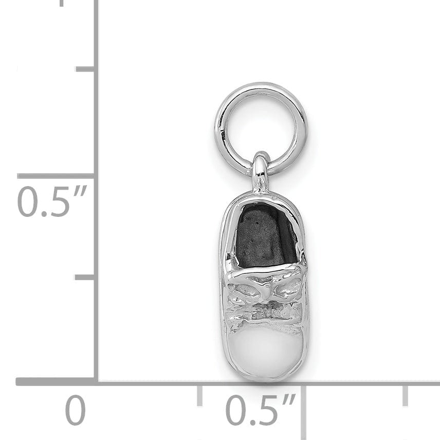 Solid 14k White Gold 3D Baby Shoe Charm Pendant.