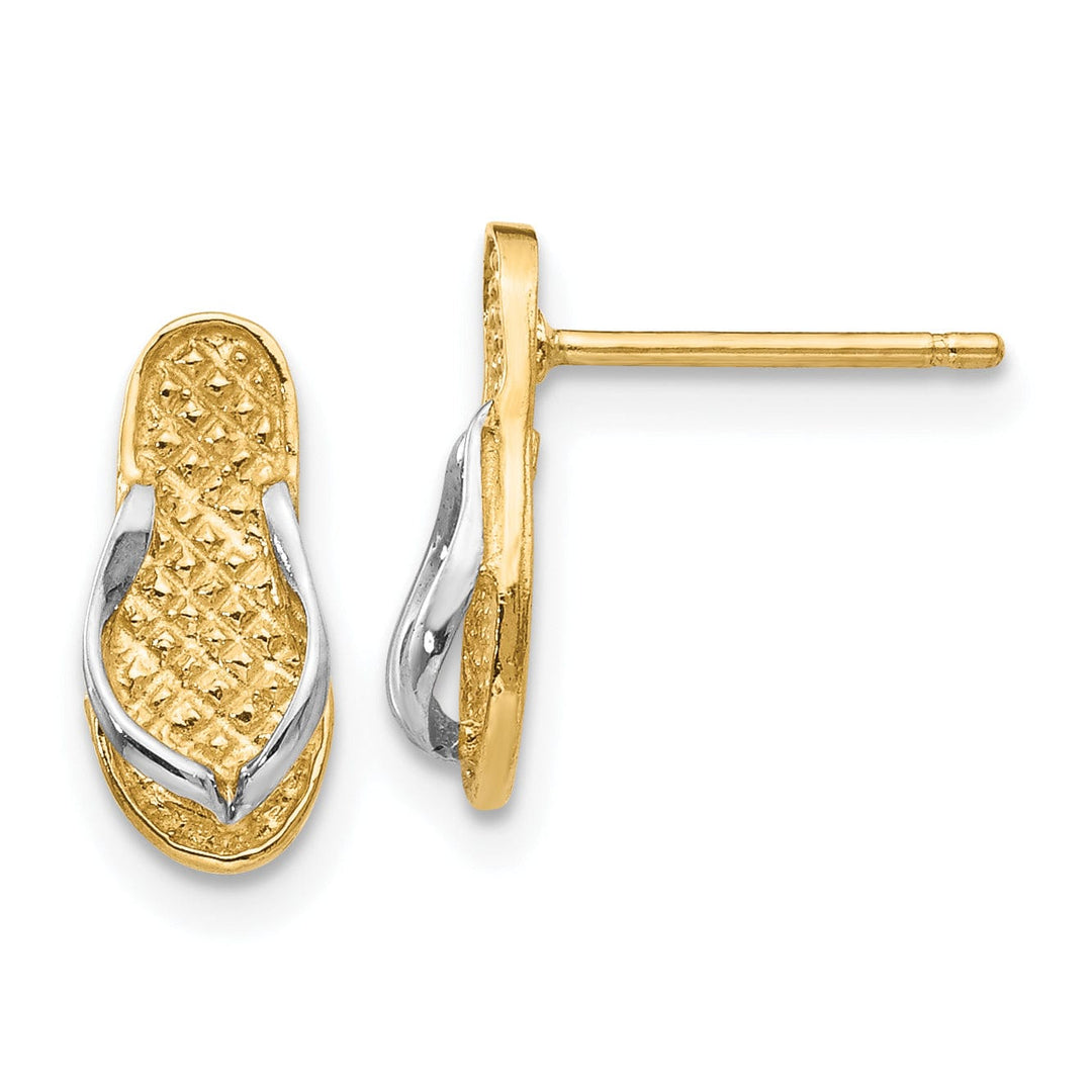 14k Yellow Rhodium Gold Flip Flop Earrings