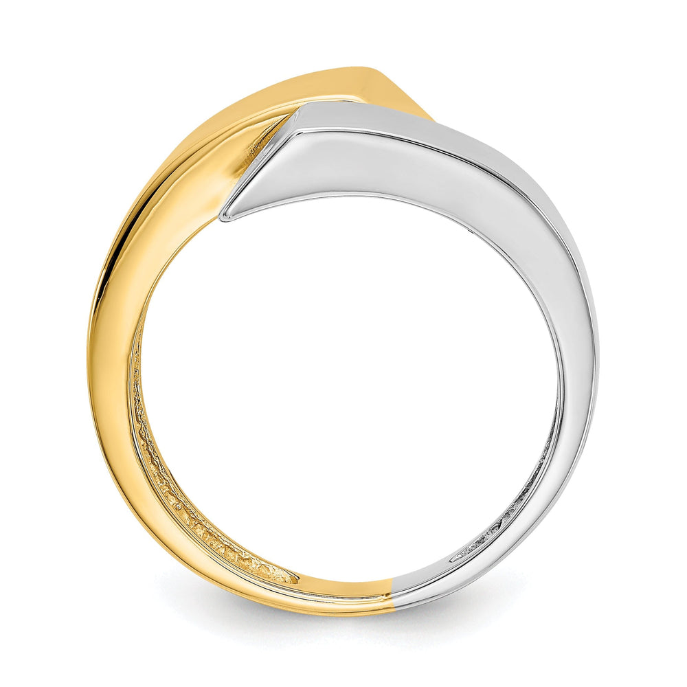 14k Two Tone Gold Square Overlapping Fancy Ring