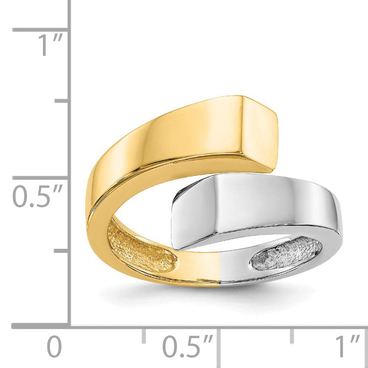 14k Two Tone Gold Square Overlapping Fancy Ring