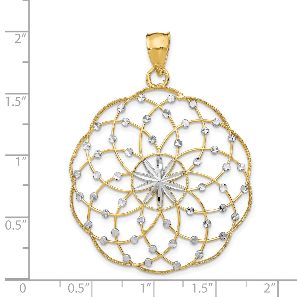 14k Two Tone Gold Diamond Cut Sphere Pendant