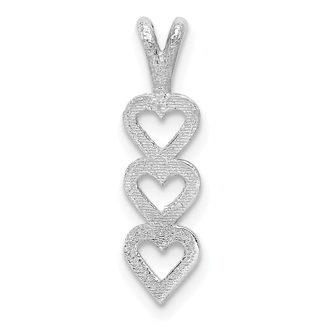 14k White Gold Triple Heart Pendant
