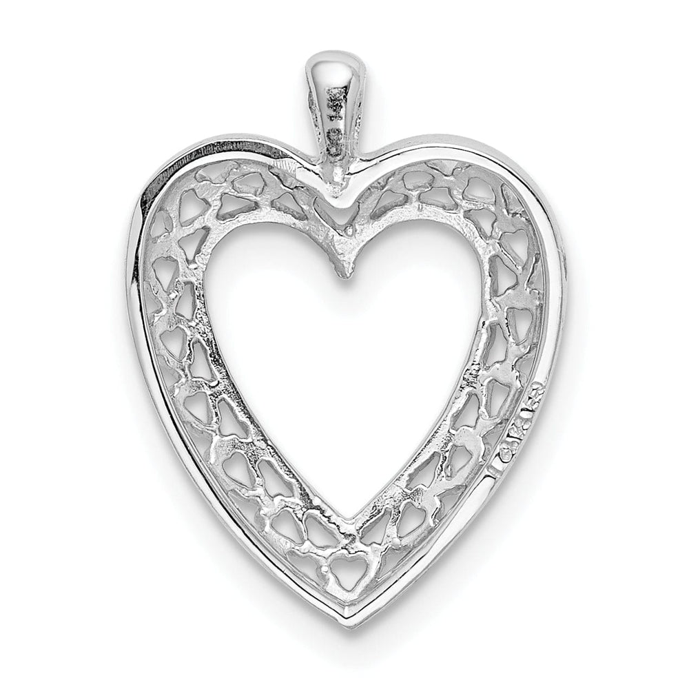 14K White Gold Polished Finish Open Back Cut-Out Hearts Trim Design Heart Shape Charm Pendant