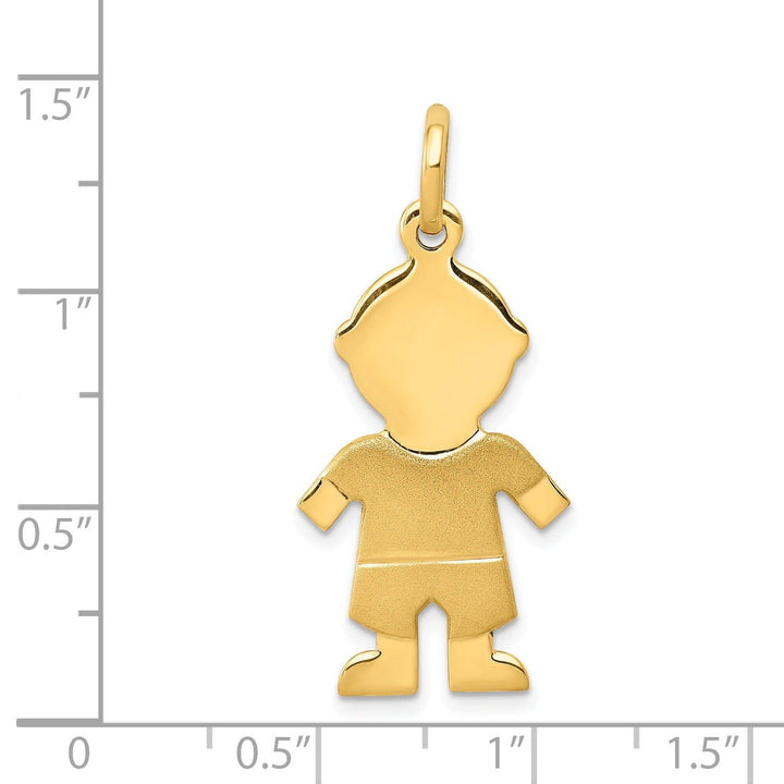 Solid 14k Yellow Gold Engravable Boy Pendant