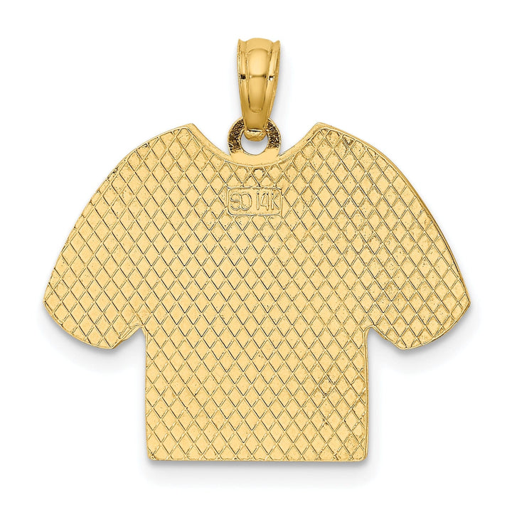 14k Yellow Gold, White Rhodium Textured Polished Finish US AIR FORCE T-Shirt Charm Pendant
