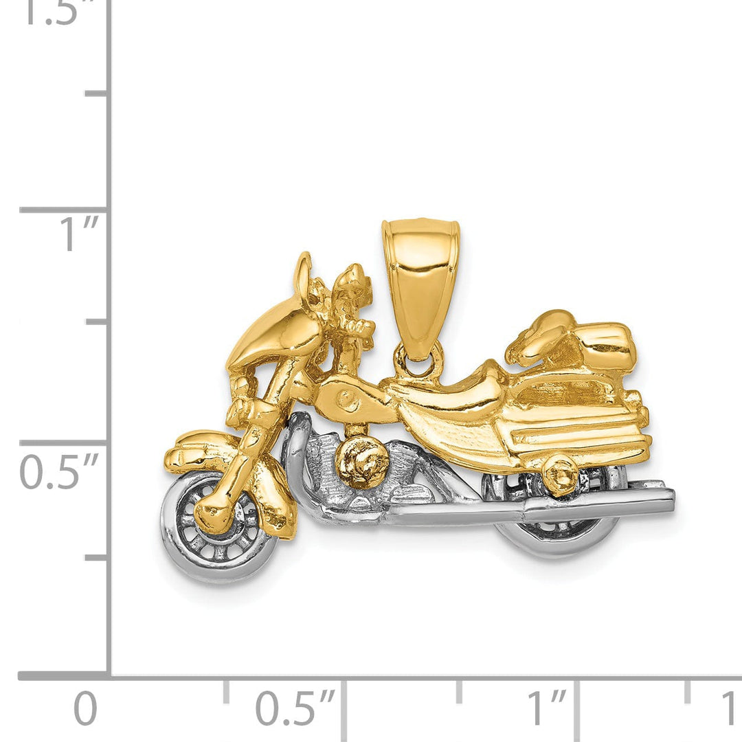 14k Two-tone 3-Dimensional Motorcycle Pendant
