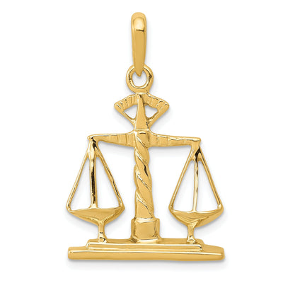 Solid 14k Yellow Gold Scales of Justice Pendant