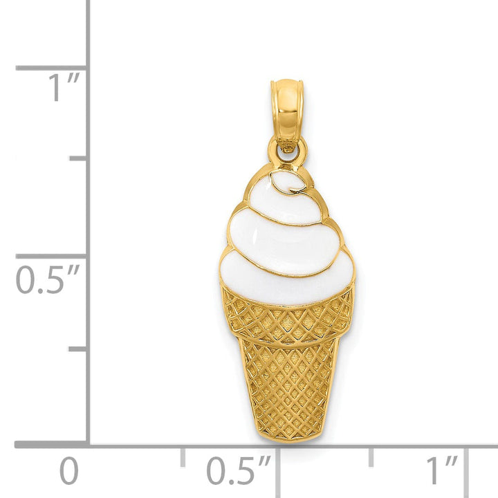 14k Yellow Gold Vanilla Ice Cream Cone Pendant