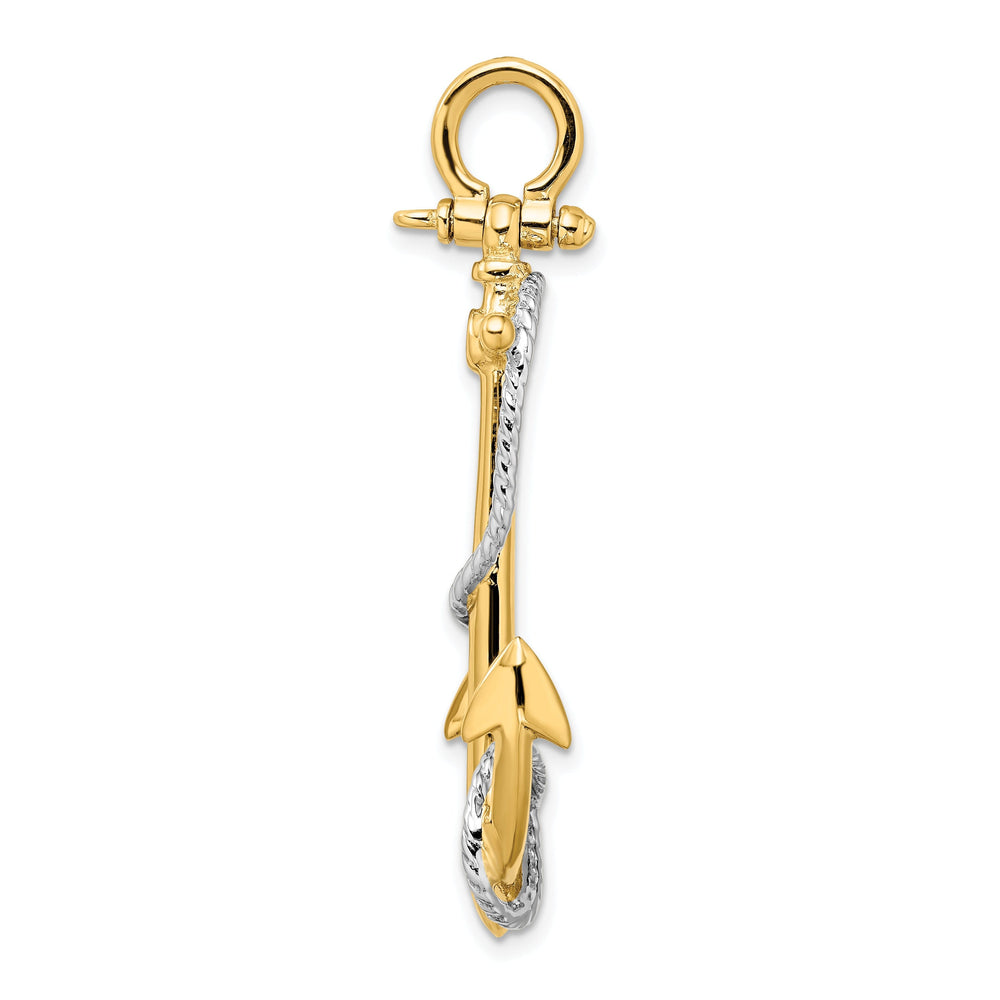 14k Two-tone 3-D Anchor Entwined Rope Pendant