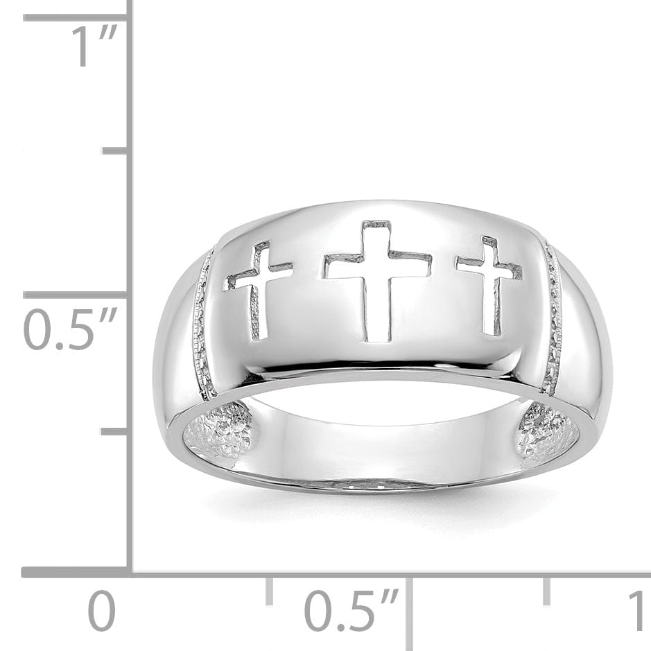 14k White Gold 3 Cross Cut-out Ring