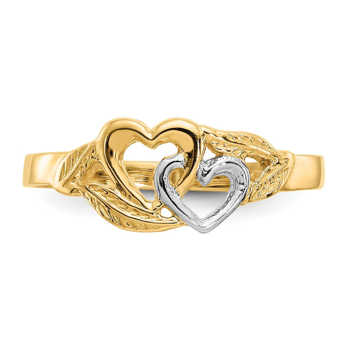 14k Two Tone Gold Double Heart Cut-Out Ring