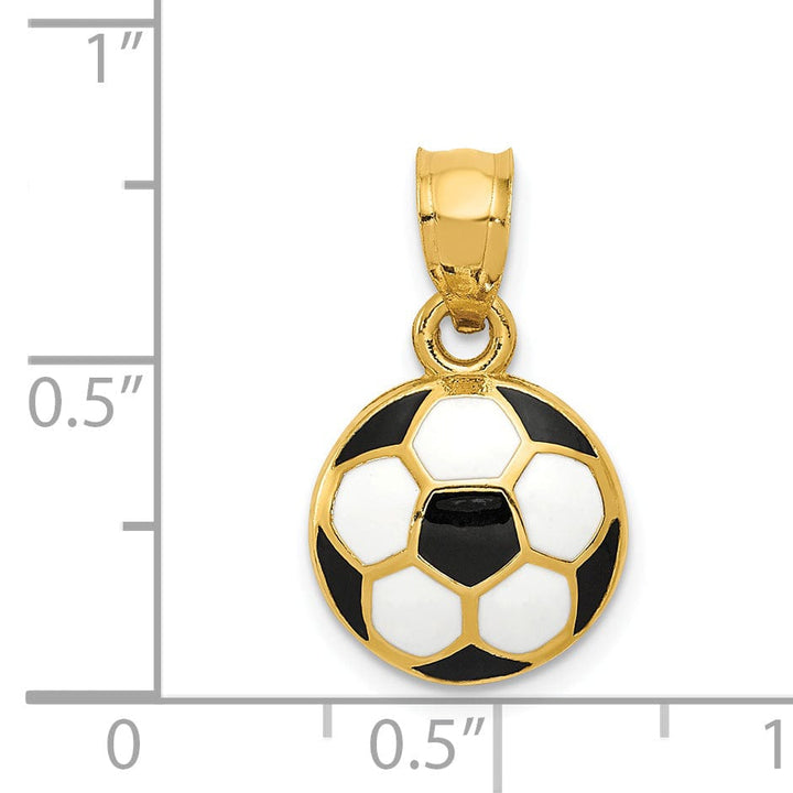 14k Yellow Gold Enameled Soccer Ball Pendant