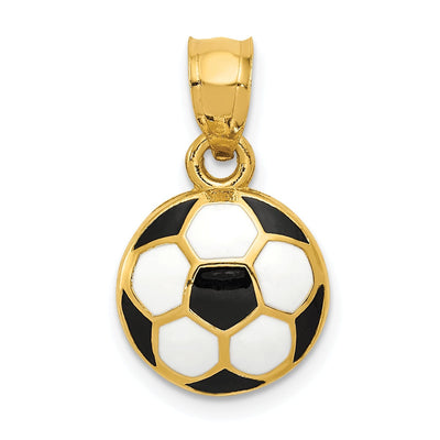 14k Yellow Gold Enameled Soccer Ball Pendant