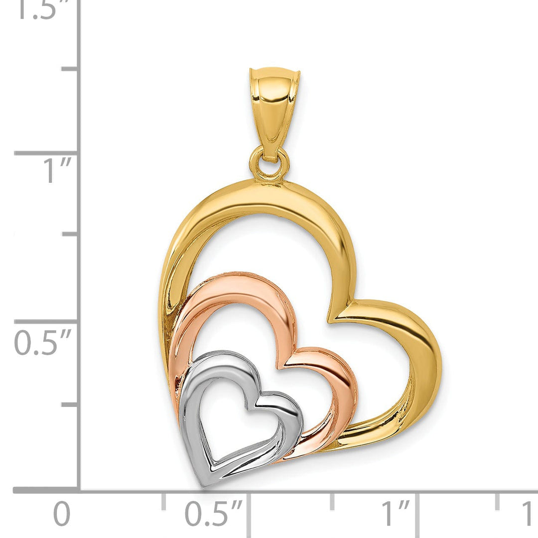 14k Two Tone Gold Heart Pendant