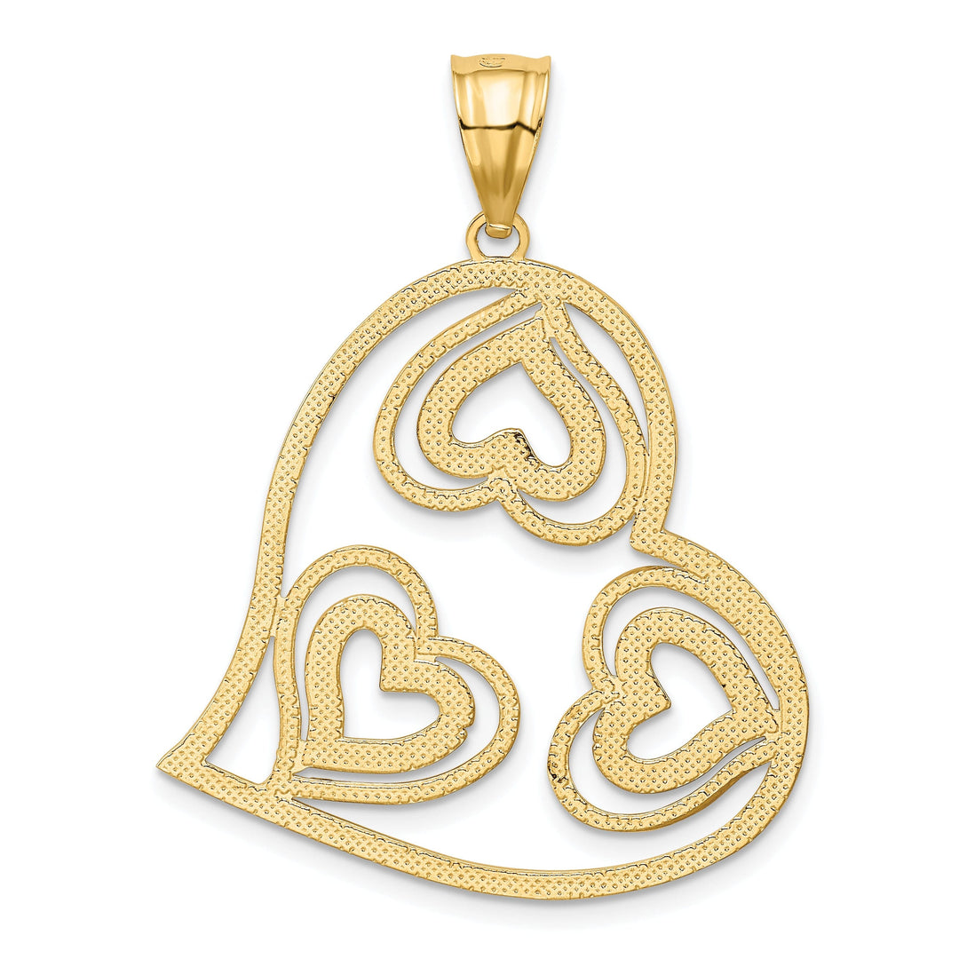 14K Two Tone Gold Diamond Cut Heart Pendant