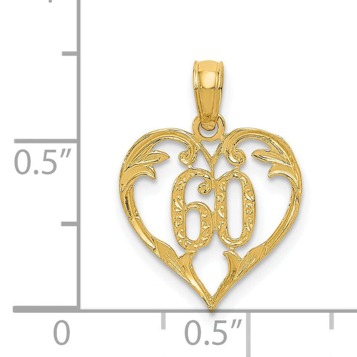 14k Yellow Gold 60 Heart Charm Pendant