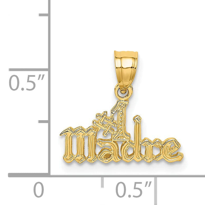 14k Yellow Gold Solid Polished Finish #1 MADRE Pendant