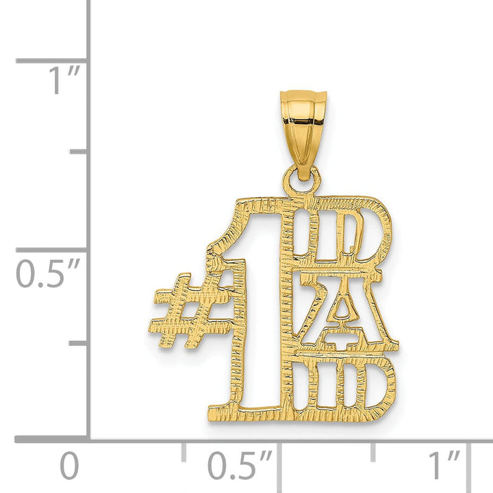 14k Yellow Gold Textured Finish Vertical Script Design #1 DAD Charm Pendant