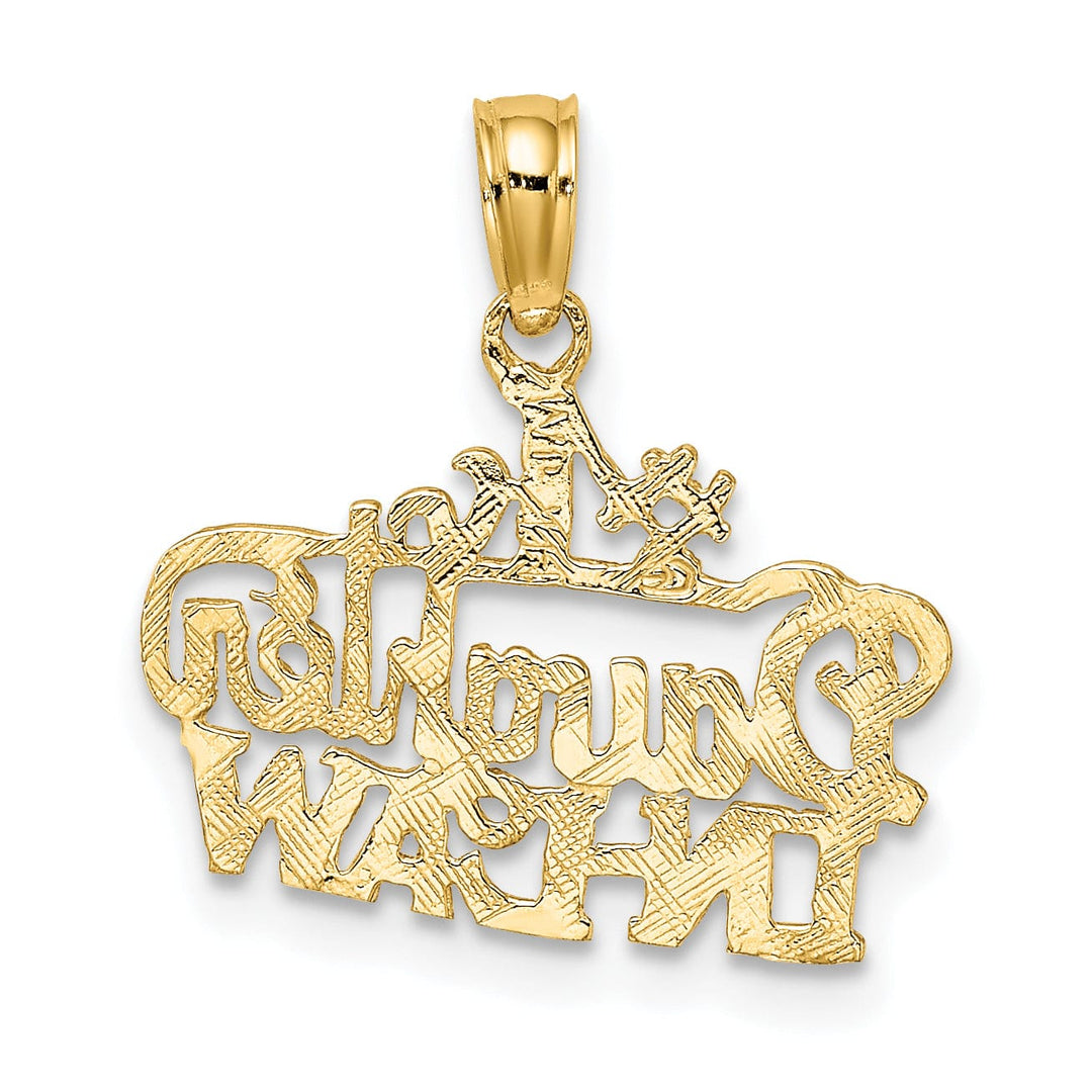 14k Yellow Gold Flat Back Polished Finish #1 DAUGHTER-IN-LAW Script Design Charm Pendant