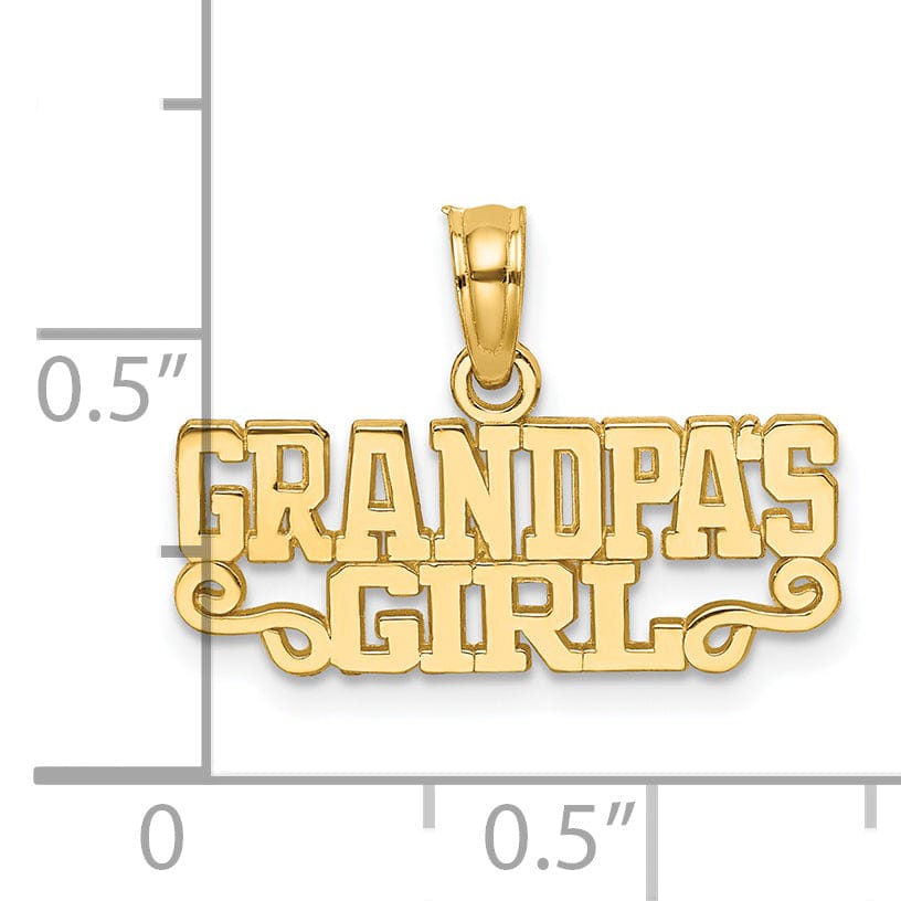 14k Yellow Gold Polished Finish GRANDPAS GIRL Charm Design Pendant