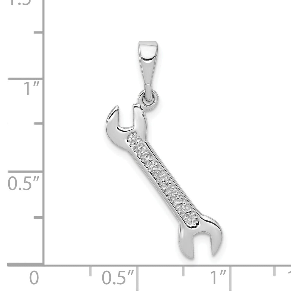 Solid 14k White Gold Polished Wrench Pendant
