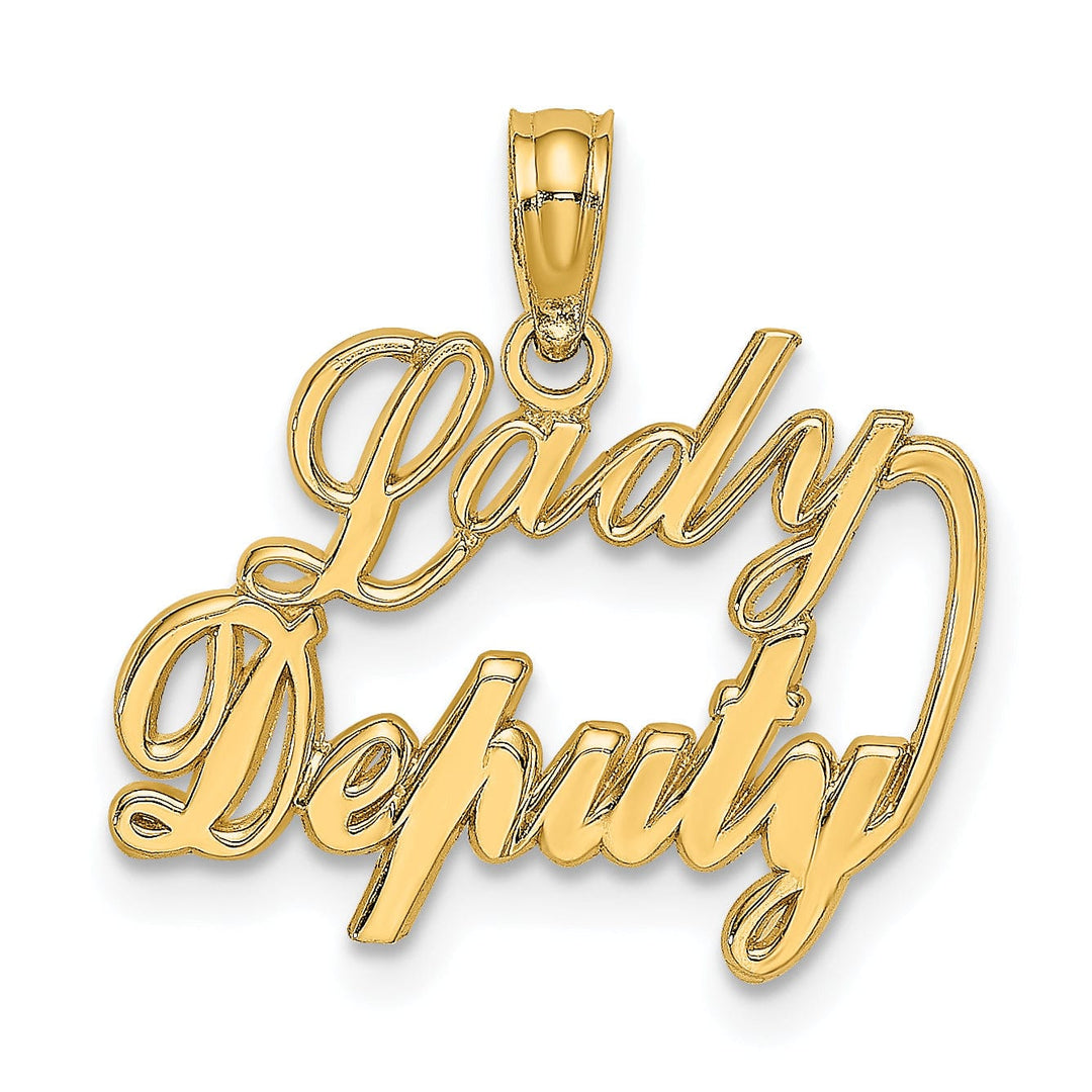 14k Yellow Gold Polished Finish Open Back LADY DEPUTY Charm Pendant