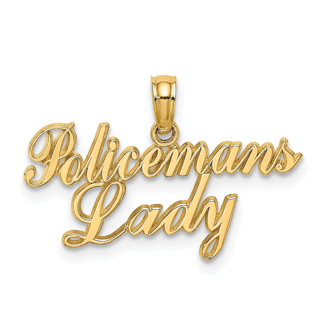 14k Yellow Gold Polished Finish Open Back POLICEMAN'S LADY Charm Pendant