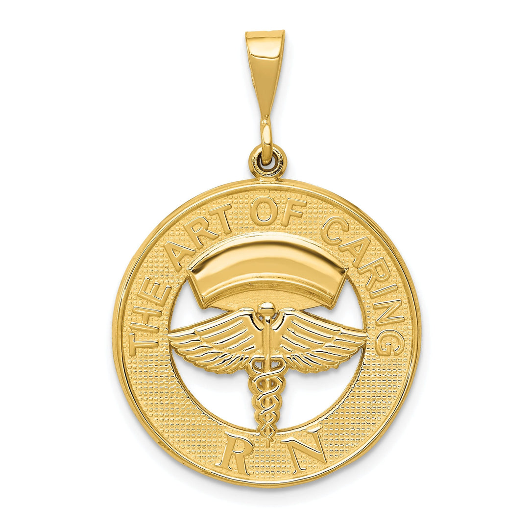 Solid 14k Yellow Gold Polished R.N Pendant