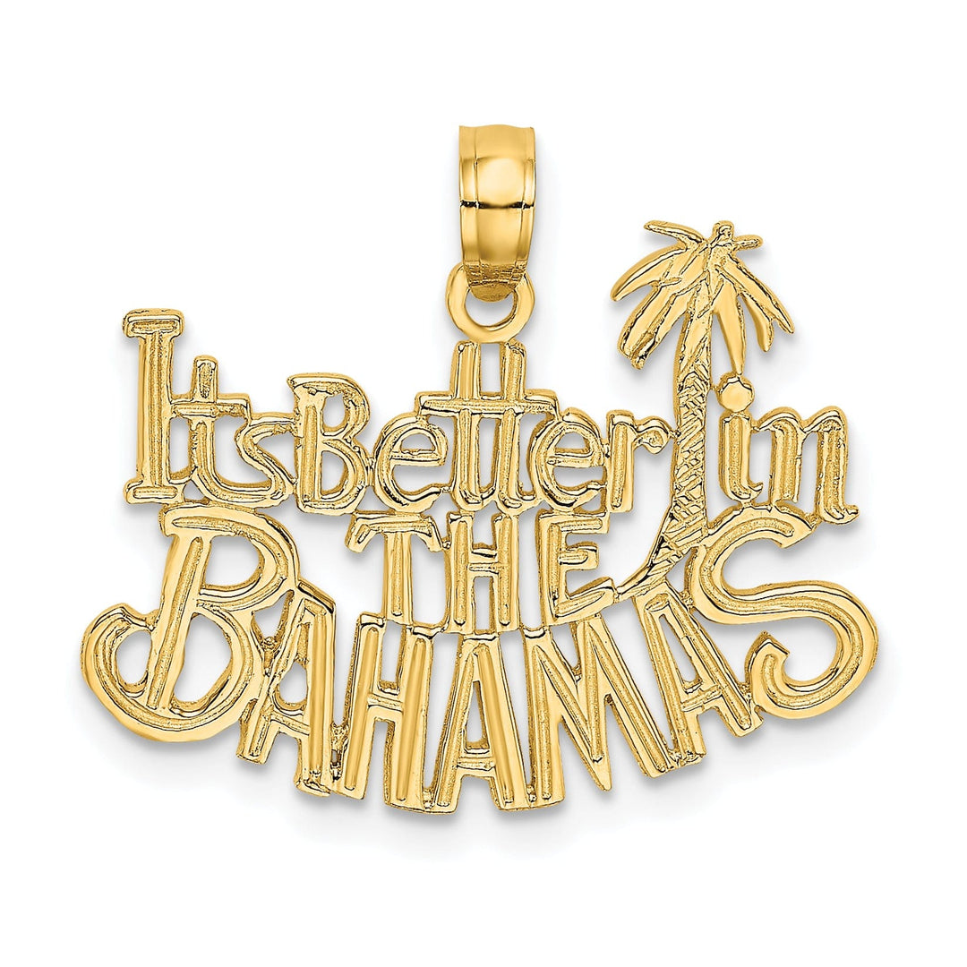 14K Yellow Gold Polished Textured Finish ITS BETTER IN THE BAHAMAS Talking Charm Pendant