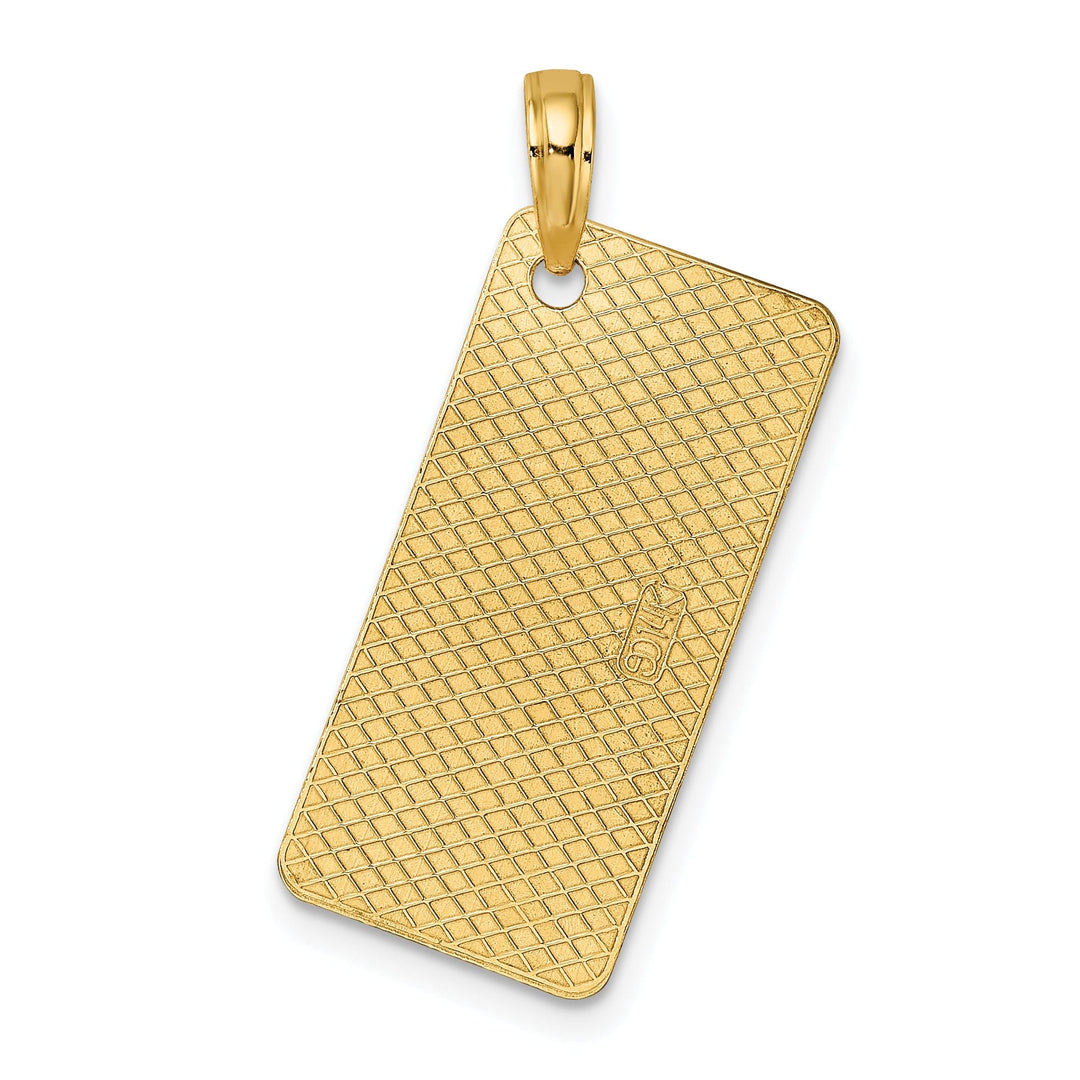 14k Yellow Gold Polished Textured Finish SARASOTA FLORIDA License Plate Charm Pendant