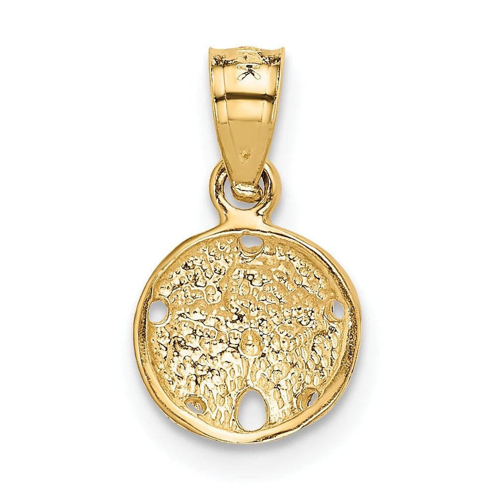14K Yellow Gold Polished Textured Finish Solid Sea Sand Dollar Charm Pendant