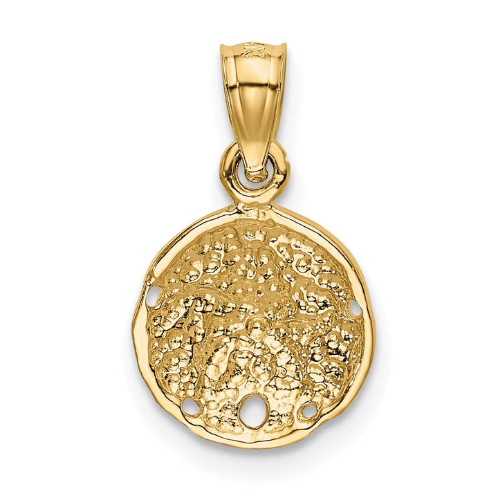 14K Yellow Gold Polished Texture Finish Solid Sea Sand Dollar Charm Pendant