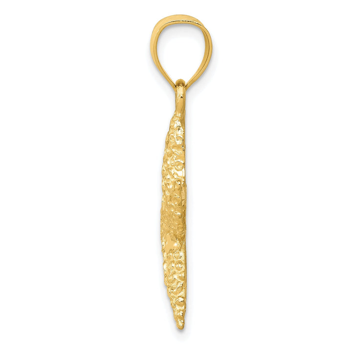 14K Yellow Gold Solid Textured Polished Finish Starfish Charm Pendant