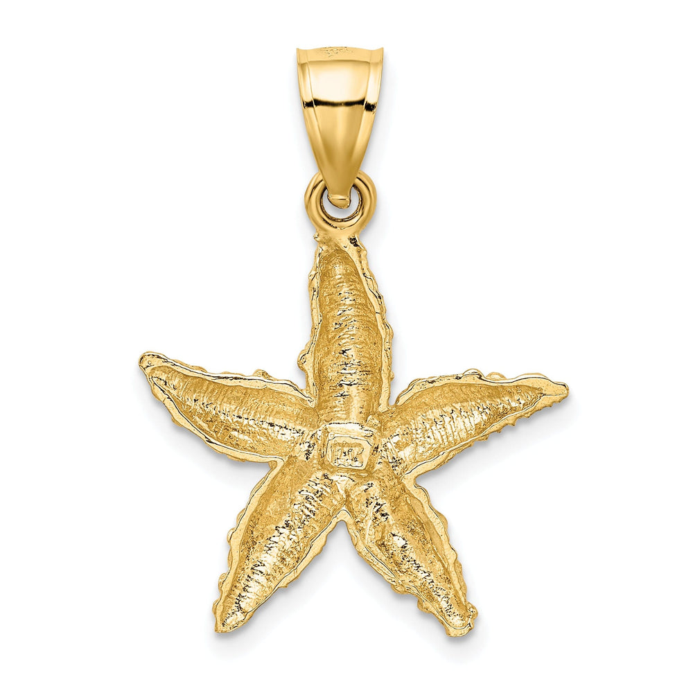 14K Yellow Gold Solid Textured Polished Finish Starfish Charm Pendant