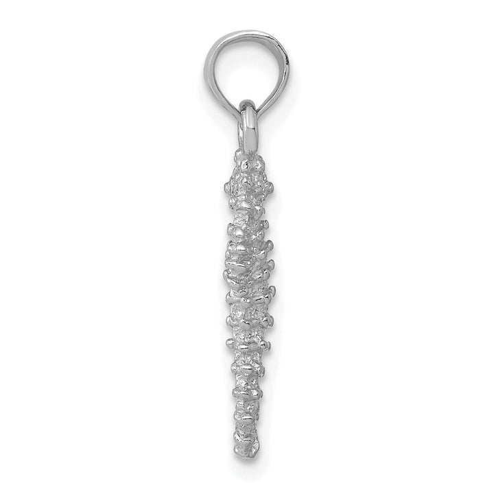 14k White Gold Solid 3-Dimensional Textured Finish Seahorse Charm Pendant