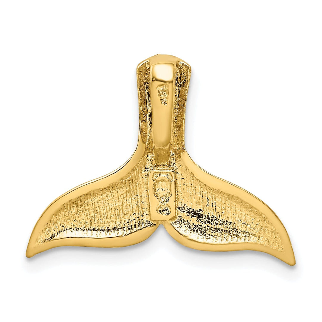 14K Yellow Gold Solid Brushed Diamond Cut Finish Whale Tail Slide Pendant
