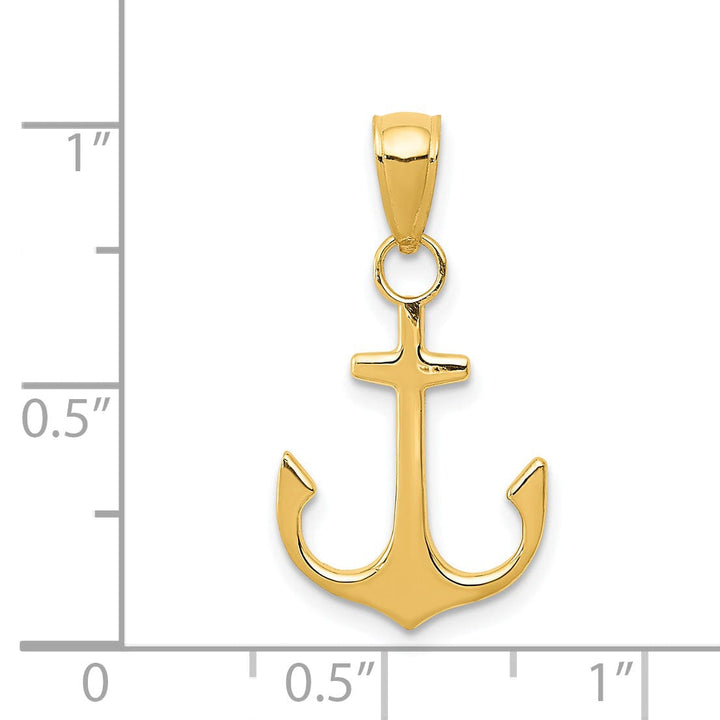 14k Yellow Gold Polished Anchor Charm Pendant