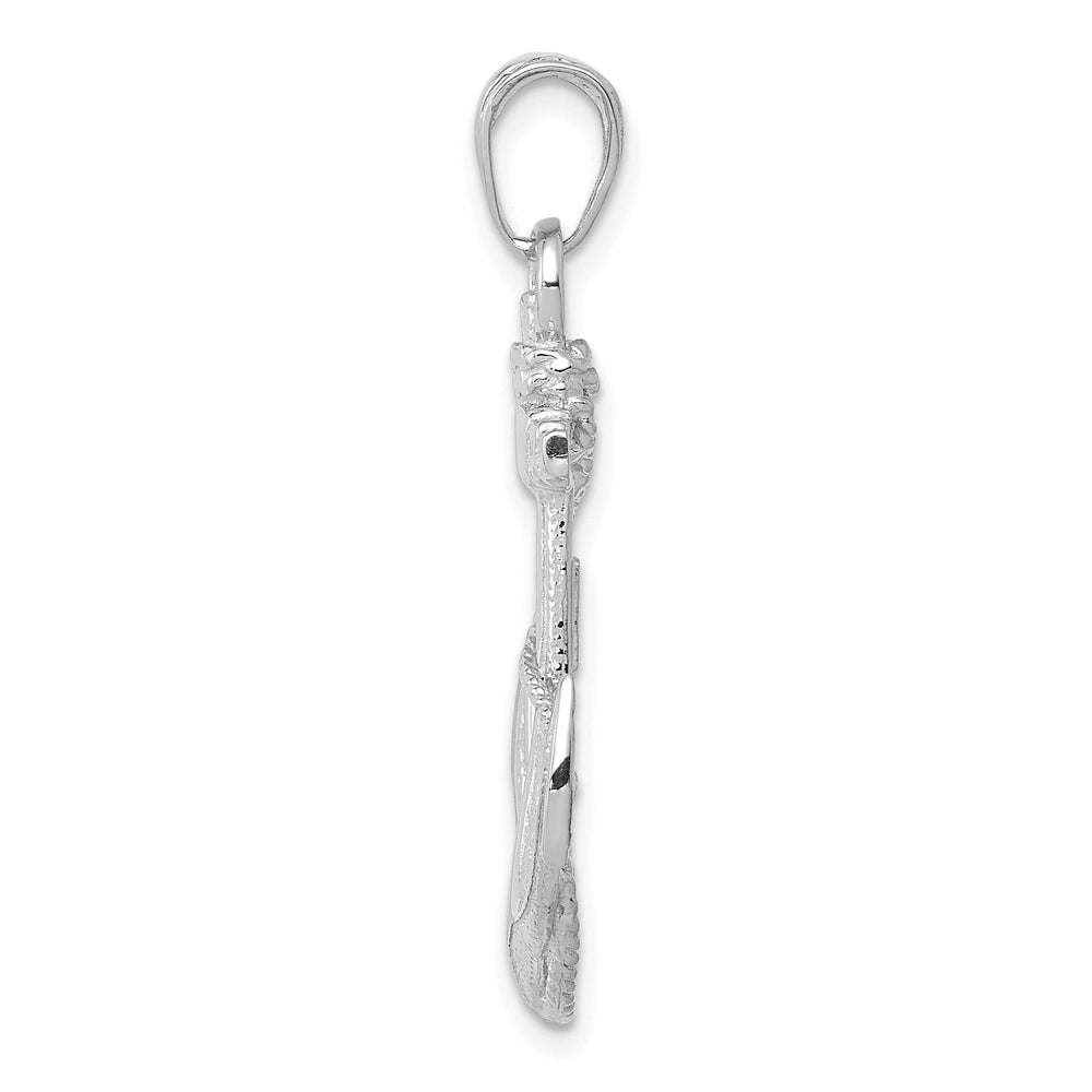 14k White Gold Polished Texture Finish Anchor with Rope Design Charm Pendant