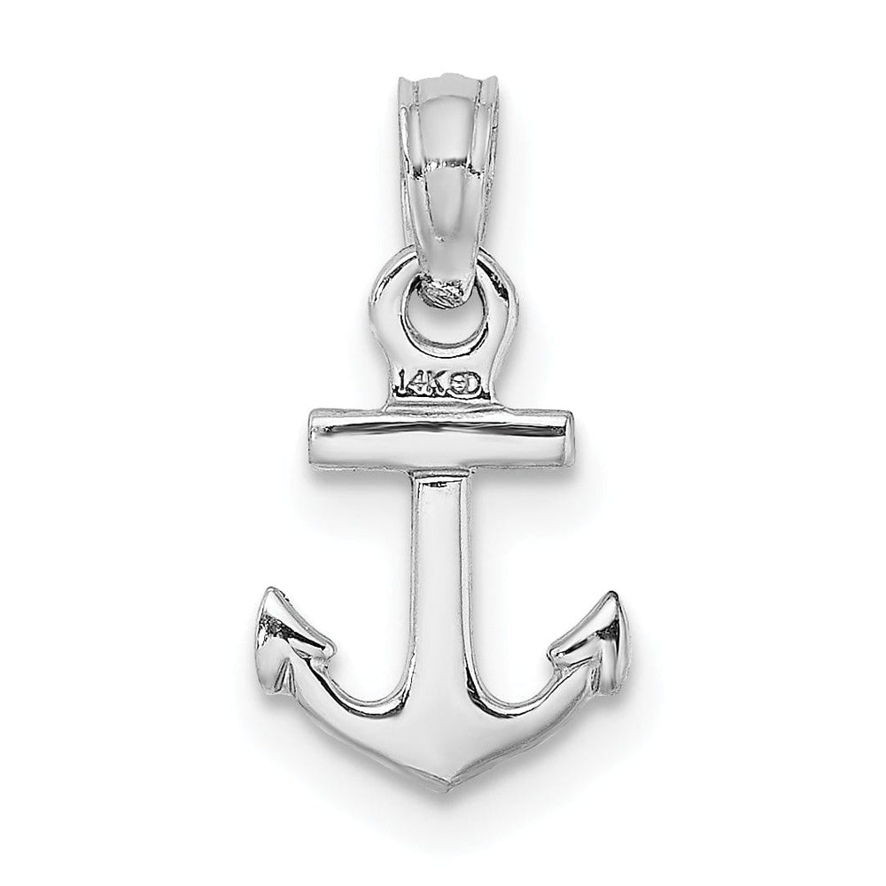 14k White Gold Polished Solid Small Anchor Pendant
