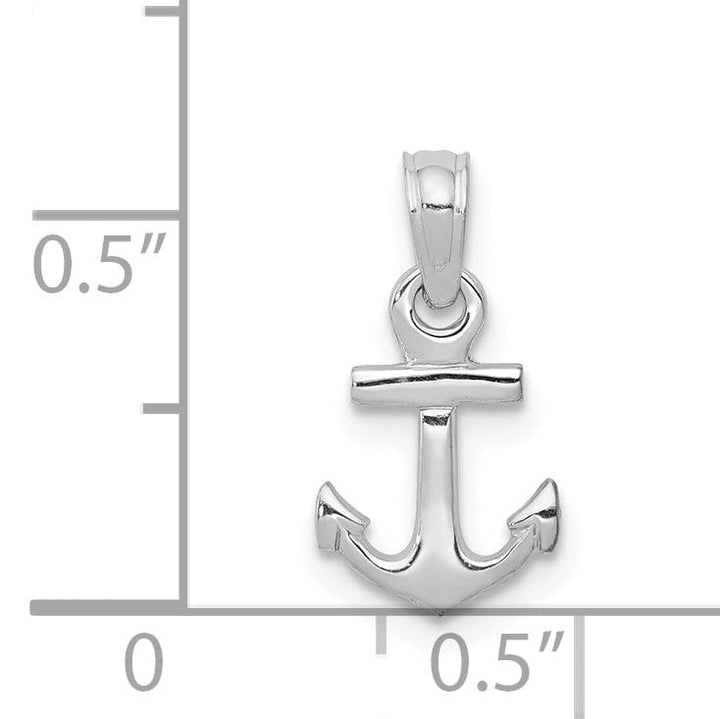14k White Gold Polished Solid Small Anchor Pendant