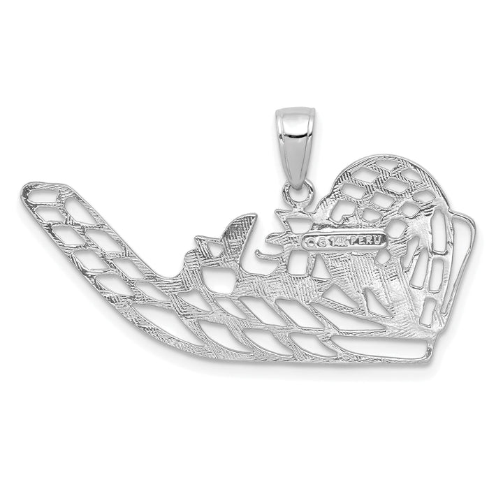 14k White Gold Polished Finish Solid Air Boat Charm Pendant