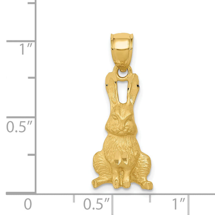 14k Yellow Gold Diamond Cut Rabbit Pendant
