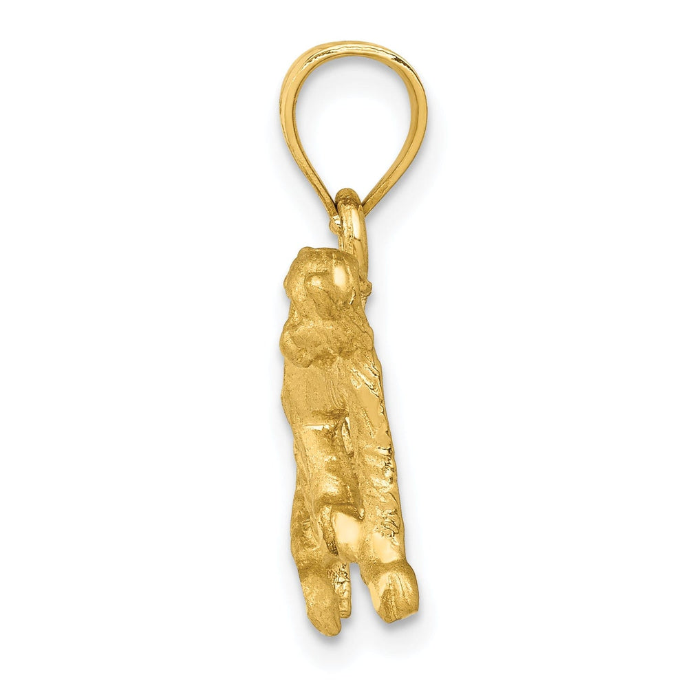14K Yellow Gold Solid Brushed D.C Finish Monkey Charm Pendant